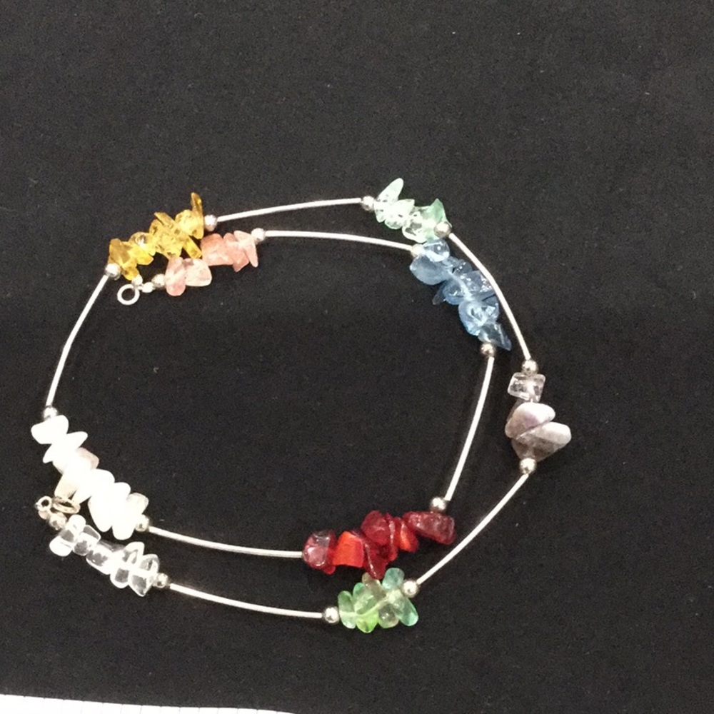 Silver and glass beaded necklace